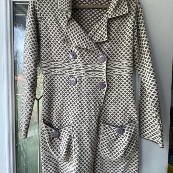 Geometric Patterned Double-Breasted Coat - Picture 1 of 1